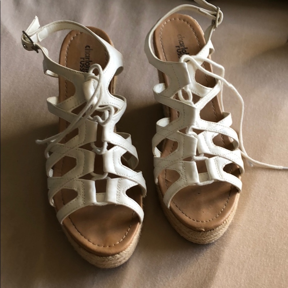 White lace wedges